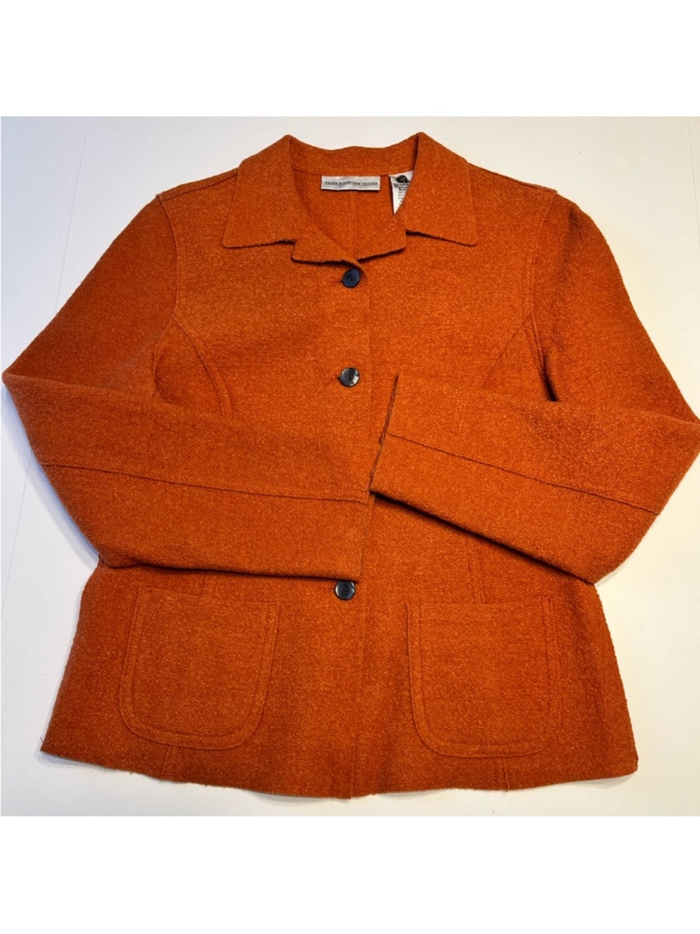 Valerie Stevens Wool Rich Woolmark Blend Orange Button Front Coat Jacket 6P